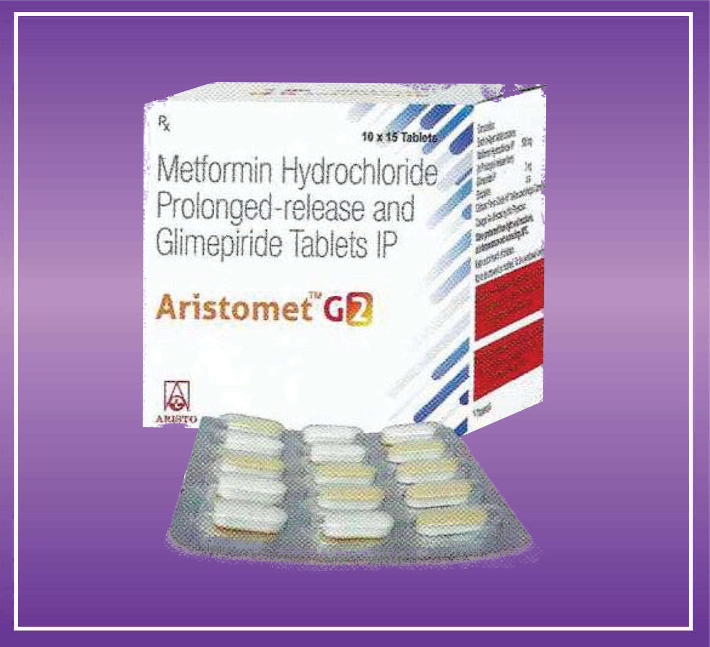 Aristomet G2 Tab (10x15) Glimepride 2mg + Metformin 500mg PR by Aristo