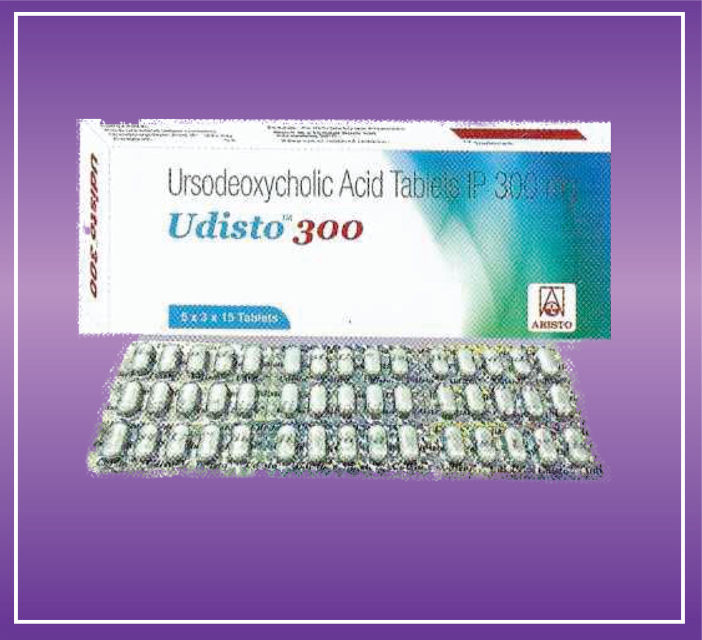 Udisto 300 Tab (5x3x15) Ursodeoxycholic Acid (300mg) Tab by Aristo