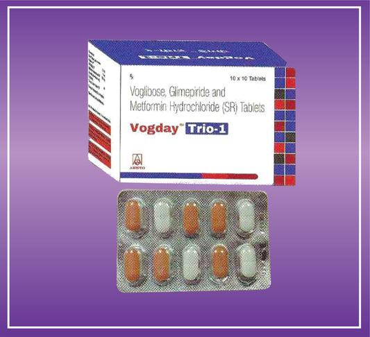 Vogday Trio - 1 Tab (10x10) Glimepiride 1mg + Metformin 500mg + Voglibose 0.2mg by Aristo