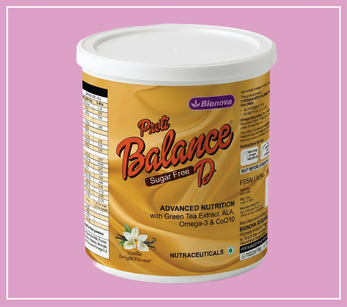 PROTI BALANCE D (VANILLA SUGAR FREE) 200 g (Protein, Vitamins & Minerals) by Bionova