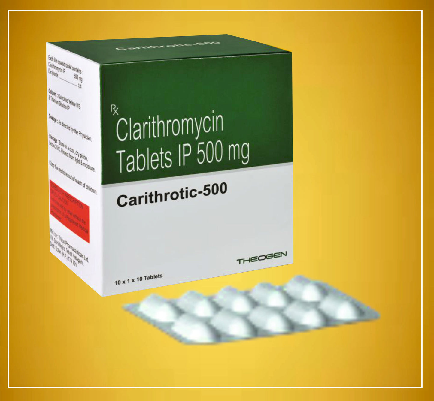 CARITHROTIC-500 10 TABLET ( Klaritromisin (500Mg) ) Theon