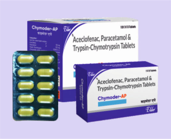 CHYMODER AP TABLET 10'LU (Aceklofenak 100 mg, Parasetamol 325 mg, Tripsino Kimotripsin 50.000 A.Ü.) Elder üretimi