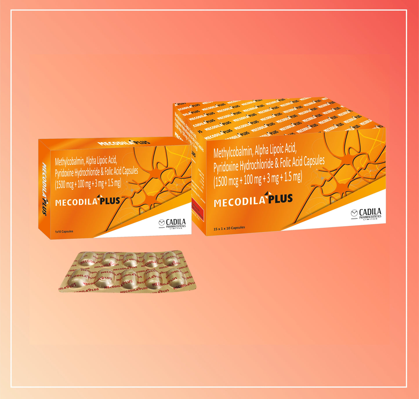 MECODILA PLUS  CAP (15X10 C) Methylcobalamin 1500mcg., Alpha Lipoic Acid USP 100mg, Pyridoxine Hydrochloride 3 mg
