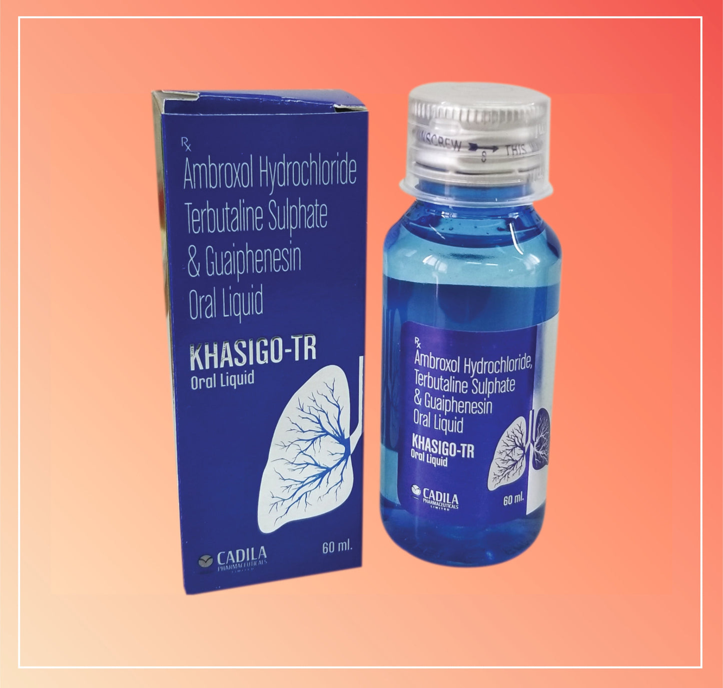 KHASIGO TR 60 ML (1X60  ML) Ambroxol Hydrochloride 15 mg + Terbutaline Sulphate 1.25 mg + Guaiphenesin 50 mg