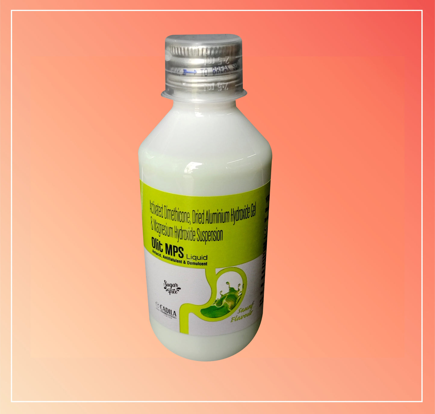 OLIT MPS SUSPENSION (SAUF FLAVOUR) (170 ML) Activated Dimethicone IP 50Mg + Magnesium Hydroxide IP 250Mg + Dried Alluminium Hydroxide Gel IP 250Mg  Per 10ML syp. (Mint Flavour)