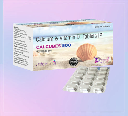 Calcubes 500 Tab (Bl) 20x15 Calcium 500 Mg + Vitamin D3 250 Iu   by Akumentis