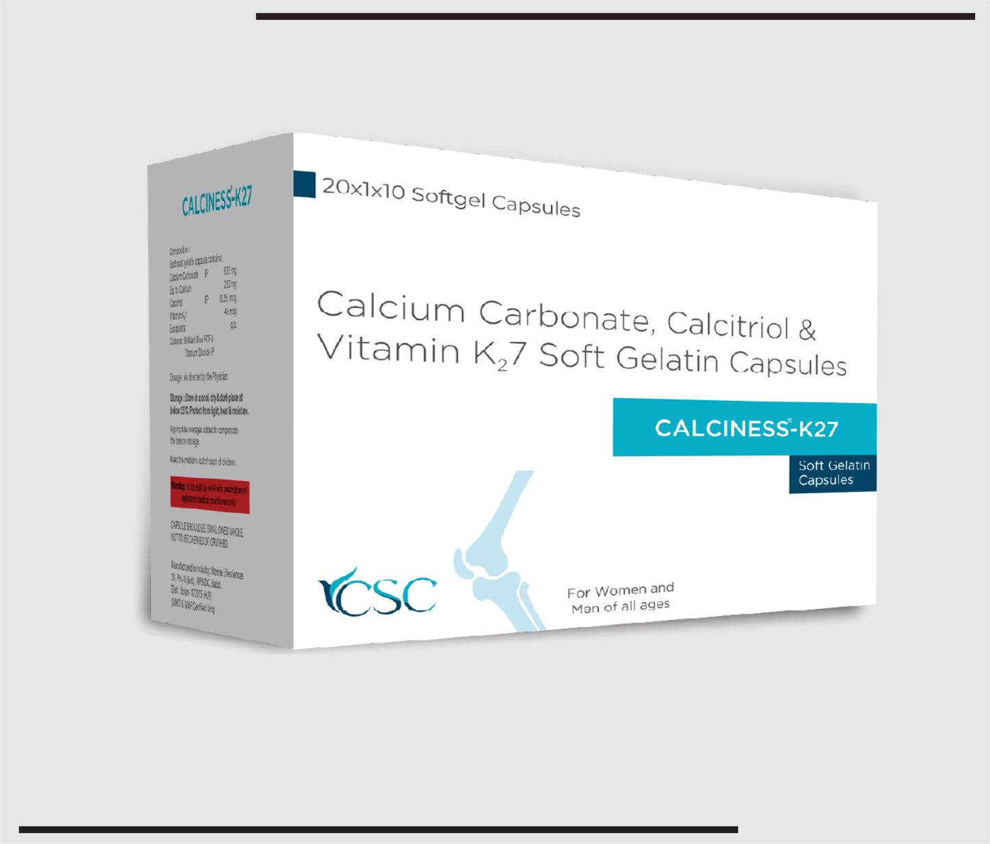 Calciness K27 (20x1x10 )Calcium Carbonate 500mg + Calcitriol 0.25mcg + Zinc 7.5mg + Vitamin K27  by CSC