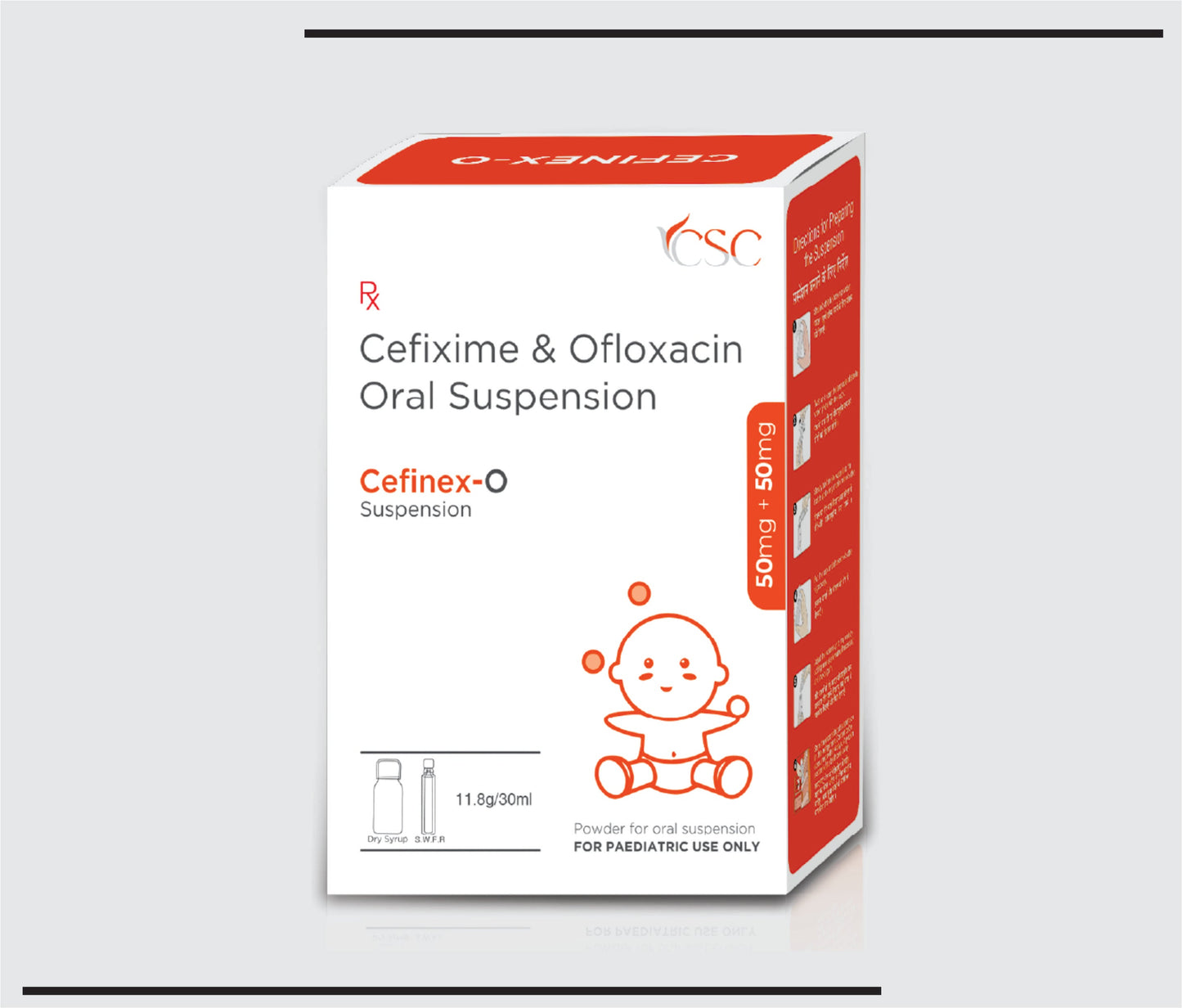 Cefinex O (30 ml) Cefixime 50mg + Ofloxacin 50mg, CSC üretimi