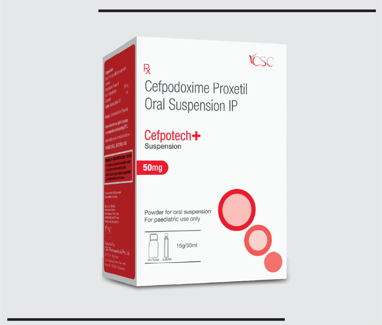 Cefpotech + (30 ml) Sefpodoksim 50 mg CSC ürünüdür.