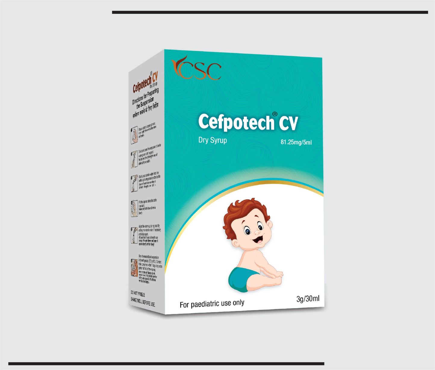 Cefpotech CV 30 ml (30 ml) Sefpodoksim 50mg + Klavulanik asit 31.25 mg, CSC üretimi