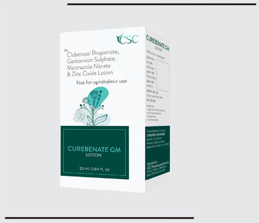 Curebenate GM Losyon (25ml) Clobetasol Propiyonat %0.025 a/h + Mikonazol Nitrat %2.0 a/h + Gentamisin %0.1 a/h + Çinko Oksit %3.00 a/h Losyon CSC üretimi