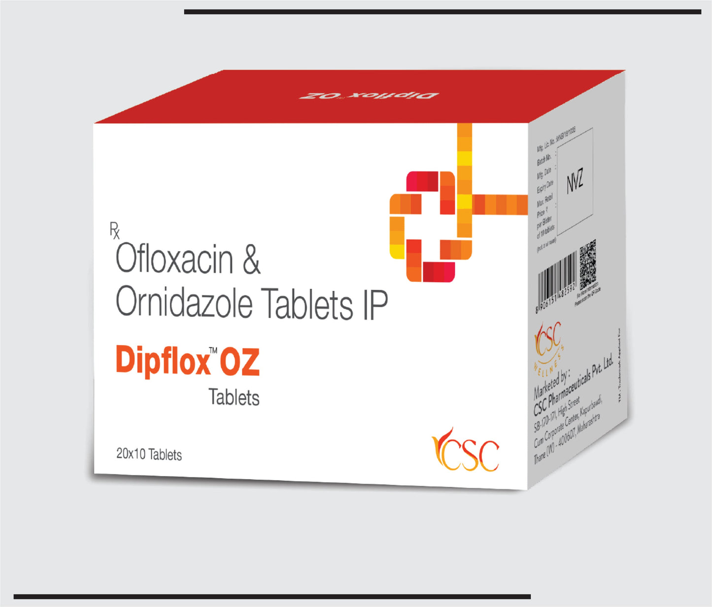 Dipflox OZ (20x10) أوفلوكساسين 200 ملغ + أورنيدازول 500 ملغ من CSC