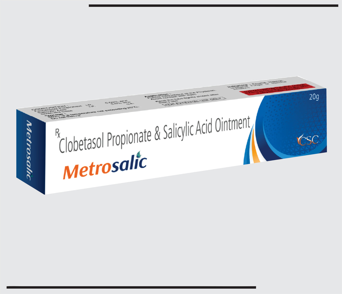 Metrosalic Ointment (20g )Clobetasol Propionate 0.05%  + Salicylic Acid 2% by CSC