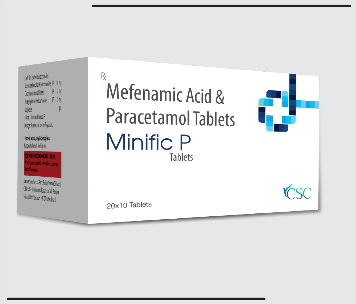 Minific P  (20x10 )Paracetamol 325mg + Mefenamic acid 500mg  by CSC