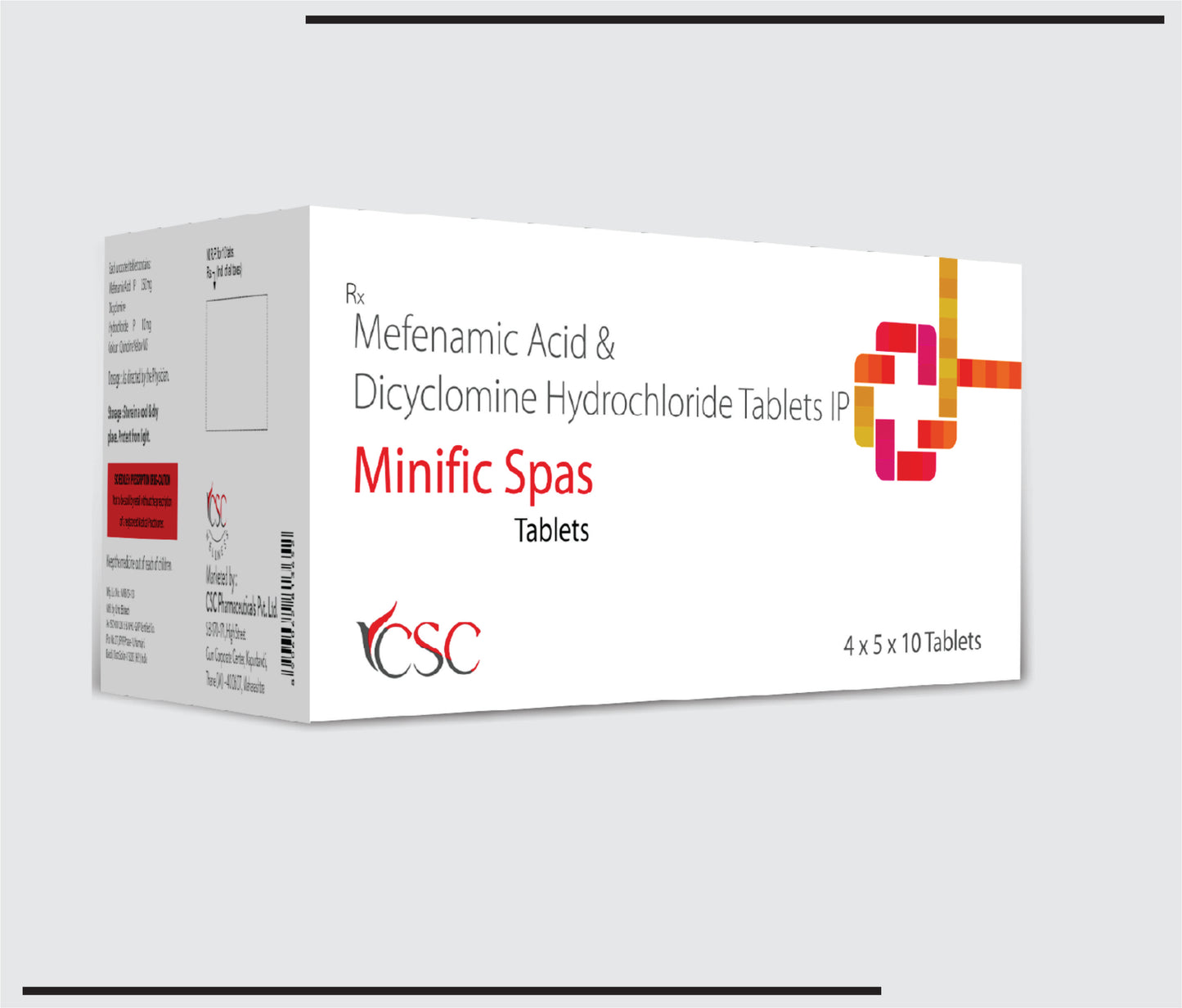 Minific Spas (4x5x10 )Mefenamic Acid 250mg + Dicyclomine HCL 10mg  by CSC