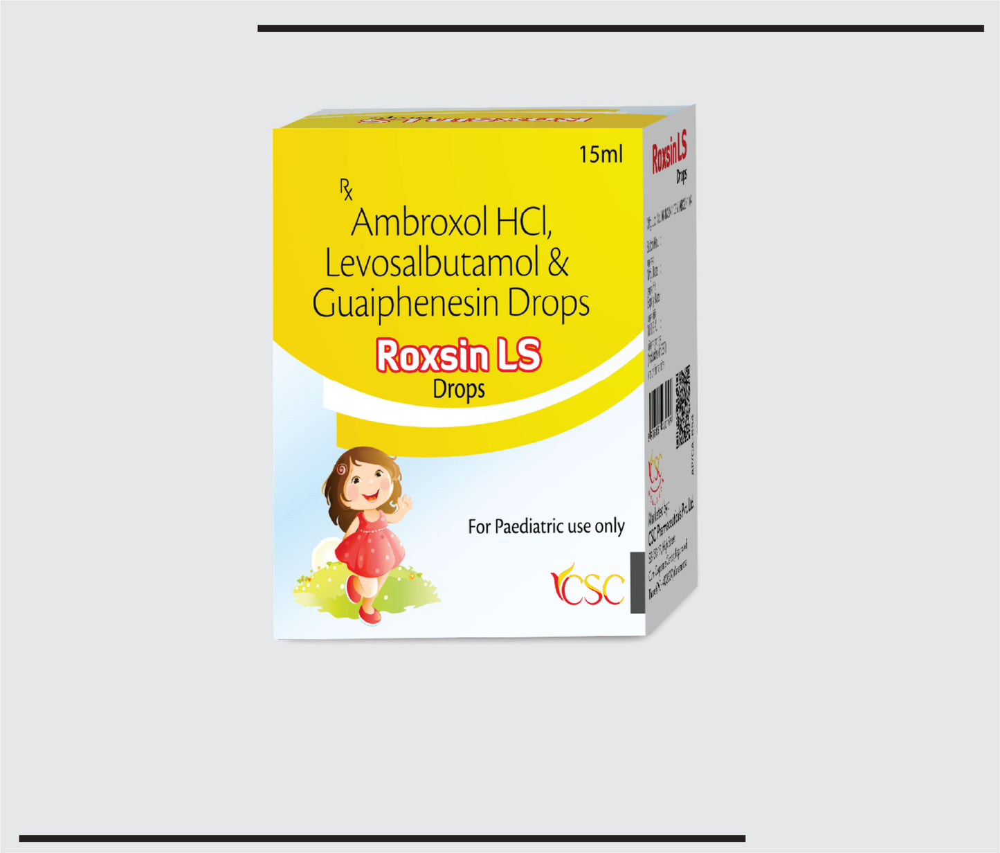 Roxsin-LS Drops (15ml )Levosulbutamol + Ambroxol & Guaiphensin Drops by CSC