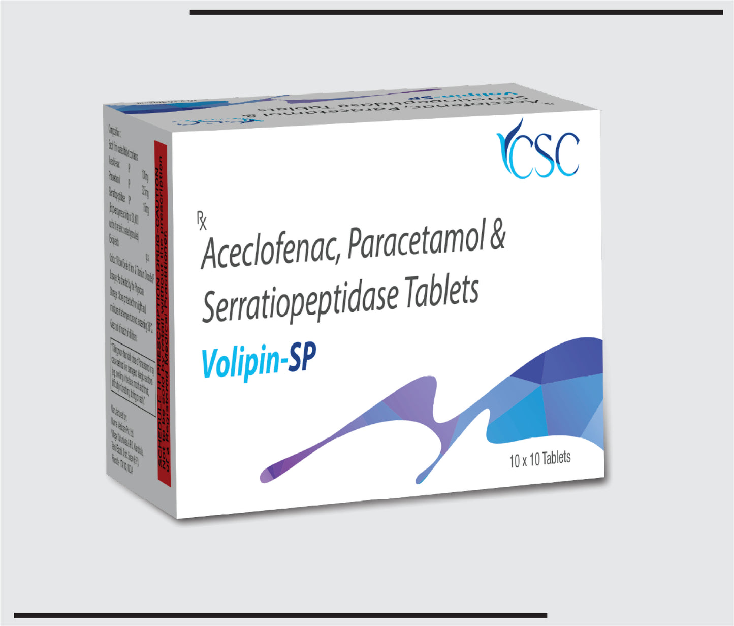 Volipin SP (10x10 )Aceclofenac 100mg + Paracetamol 325mg + Serratiopeptidase 15mg  by CSC