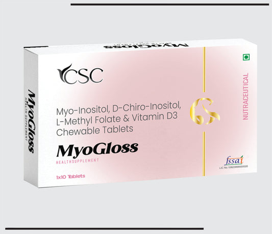 MyoGloss (10x1x10 )Myo-Inositol, D-Chiro-Inositol, L-Methyl Folate & Viatmin D3 Chewable Tablets  by CSC