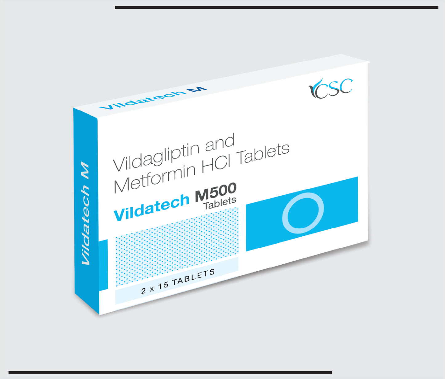 Vildatech M 500 (5x2x15 )vildagliptin 50 mg + Metformin Hcl 500 mg by CSC
