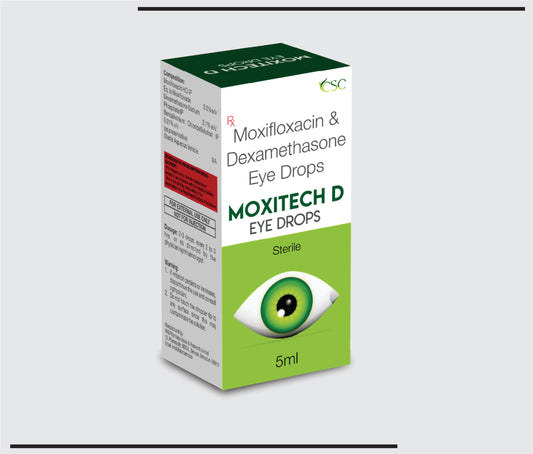 Moxitech D (5 مل) موكسيفلوكساسين 0.5% وزن/حجم + ديكساميثازون 0.1% وزن/حجم من CSC