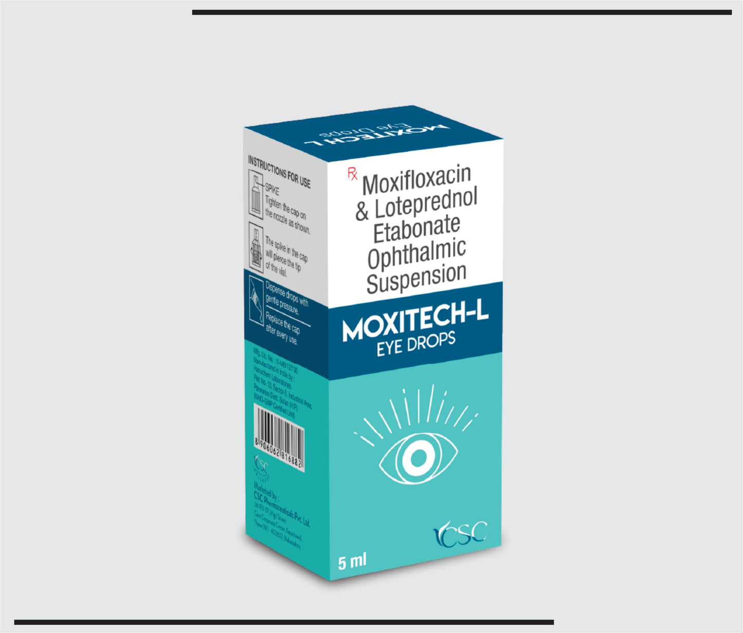 Moxitech L (5 ml )Moxifloxacin + Lotepredinol Eyedrops  by CSC