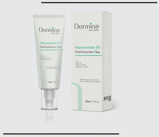 Niacinamide  5% Fluid Sunscreen SPF 50  New   (50 gm  )Yuzu 2%,Vit. C 0.2%,Hyaluronic Acid 1% by CSC