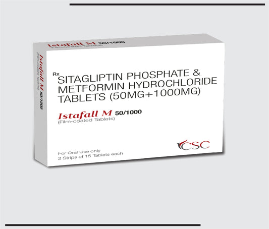 إستافال-إم 50/1000 (10×2×15) سيتاجليبتين 50 ملجم + ميتفورمين هيدروكلوريد 1000 ملجم من CSC