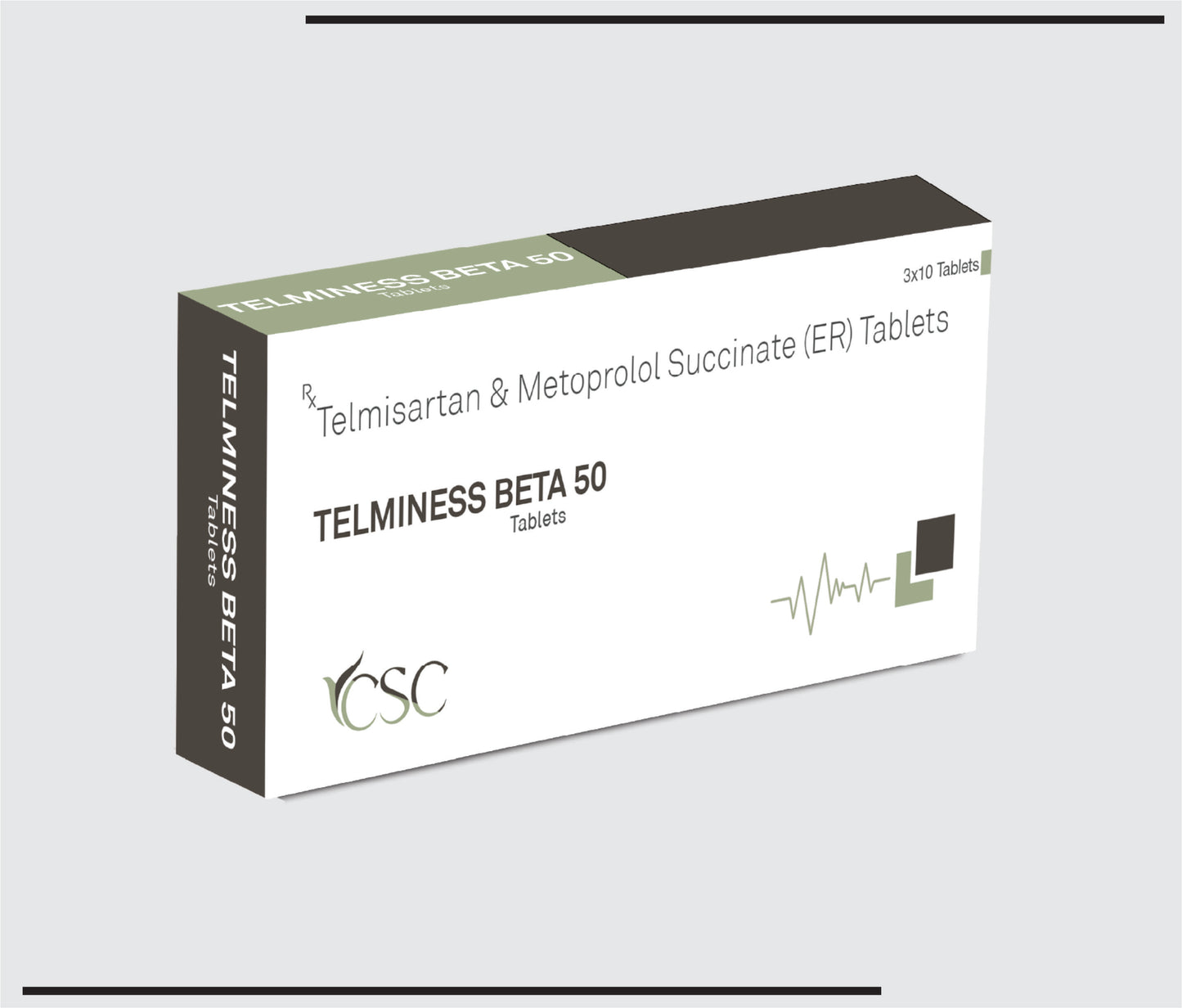 Telminess Beta 50 (10X3X10 )Telmisartan- 40mg+ Metroprolol Succinate- 50mg SR  by CSC