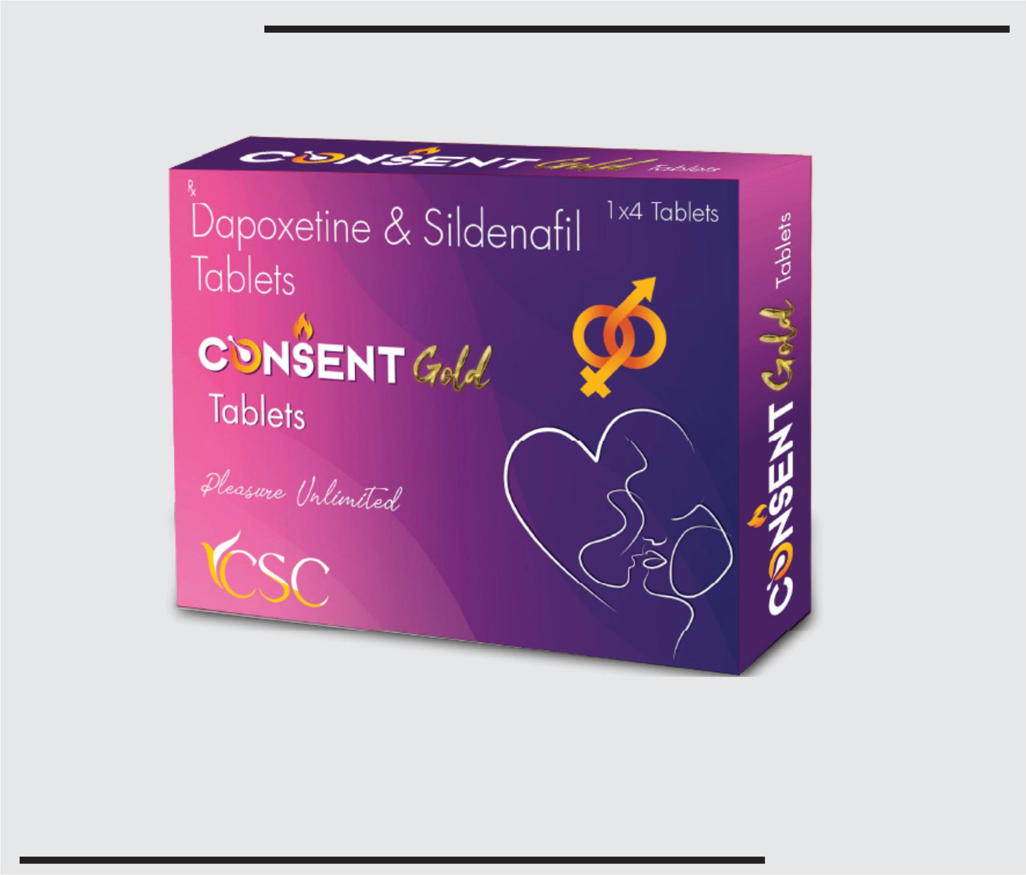 Consent Gold (20x1x4) Dapoxetine 30mg + Sildenafil 50mg Tablet, CSC üretimi