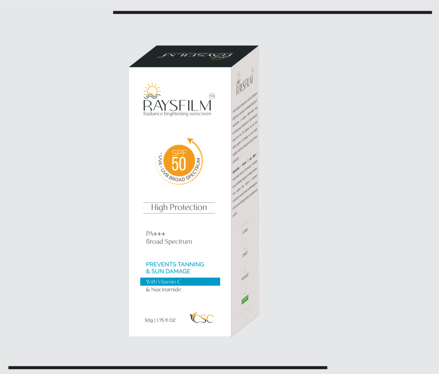 Rayfilm Sunscreen (50g )Vitamin C and Niacinaminde Sunscreen 50 SPF by CSC