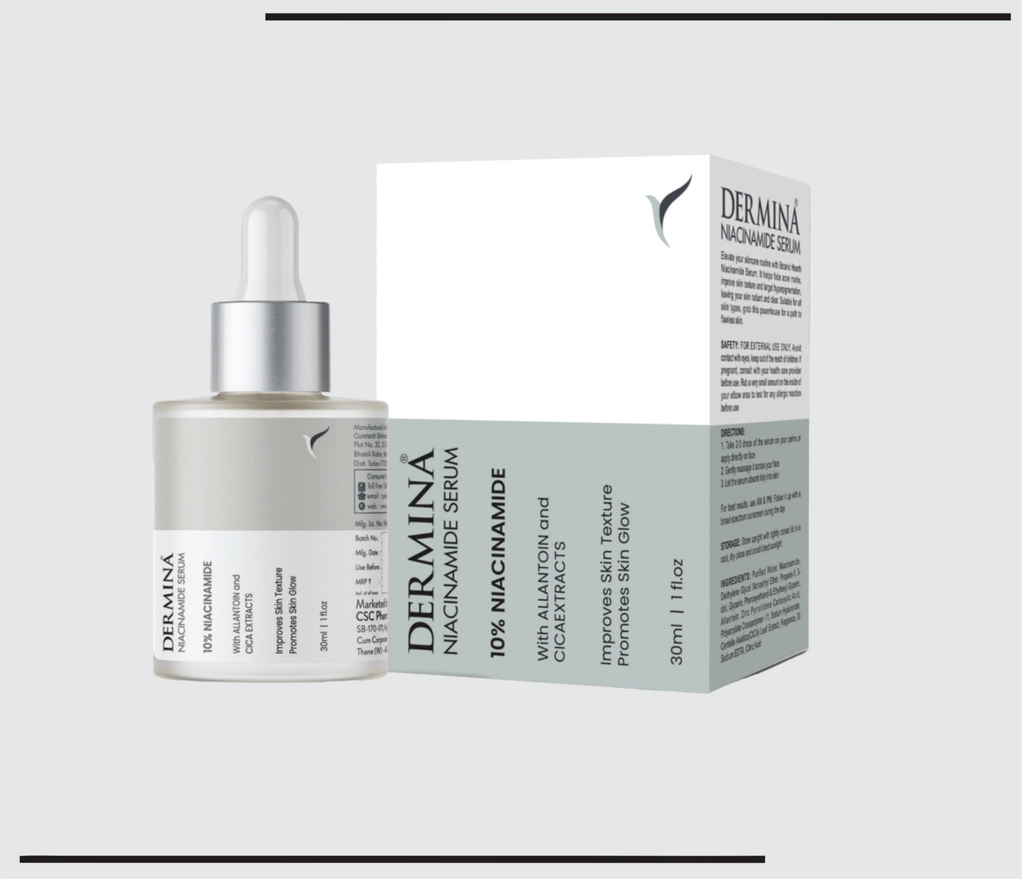 Niacinamide 10% Serum  New  (30 ml )Matmarine,Hyaluronic Acid, Acetyle Glucosamine by CSC