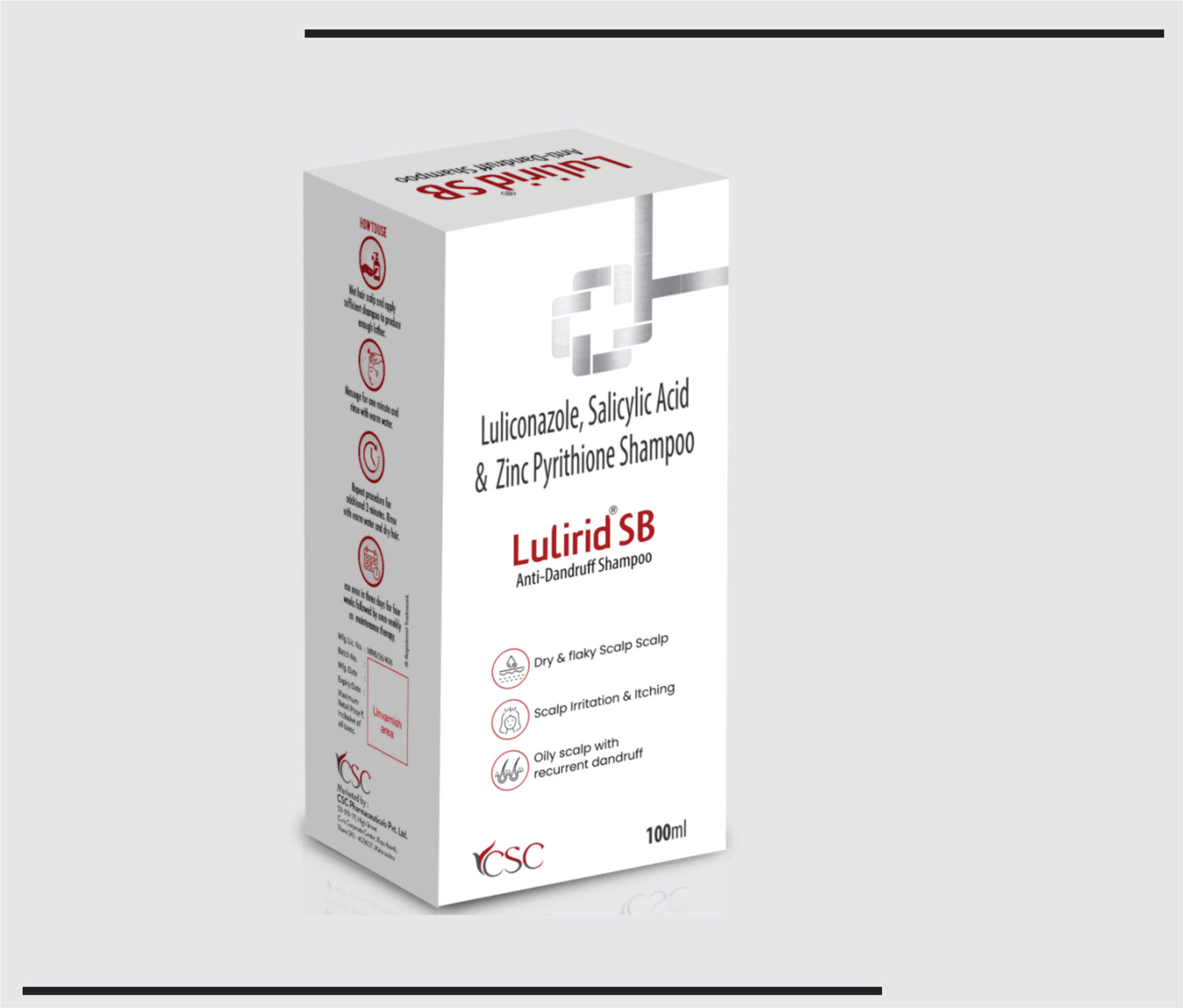 Lulirid SB Shampoo (100 ml  )Luliconazole +Salycylic Acid+Zinc Pyrithione Shampoo by CSC