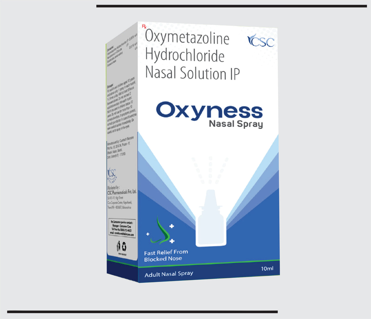Oxyness Nasal Spray  (10 ml  )Oxymetazoline Hydrochloride IP 0.05%+Benzalkonium Chloride Solution IP 0.01% by CSC