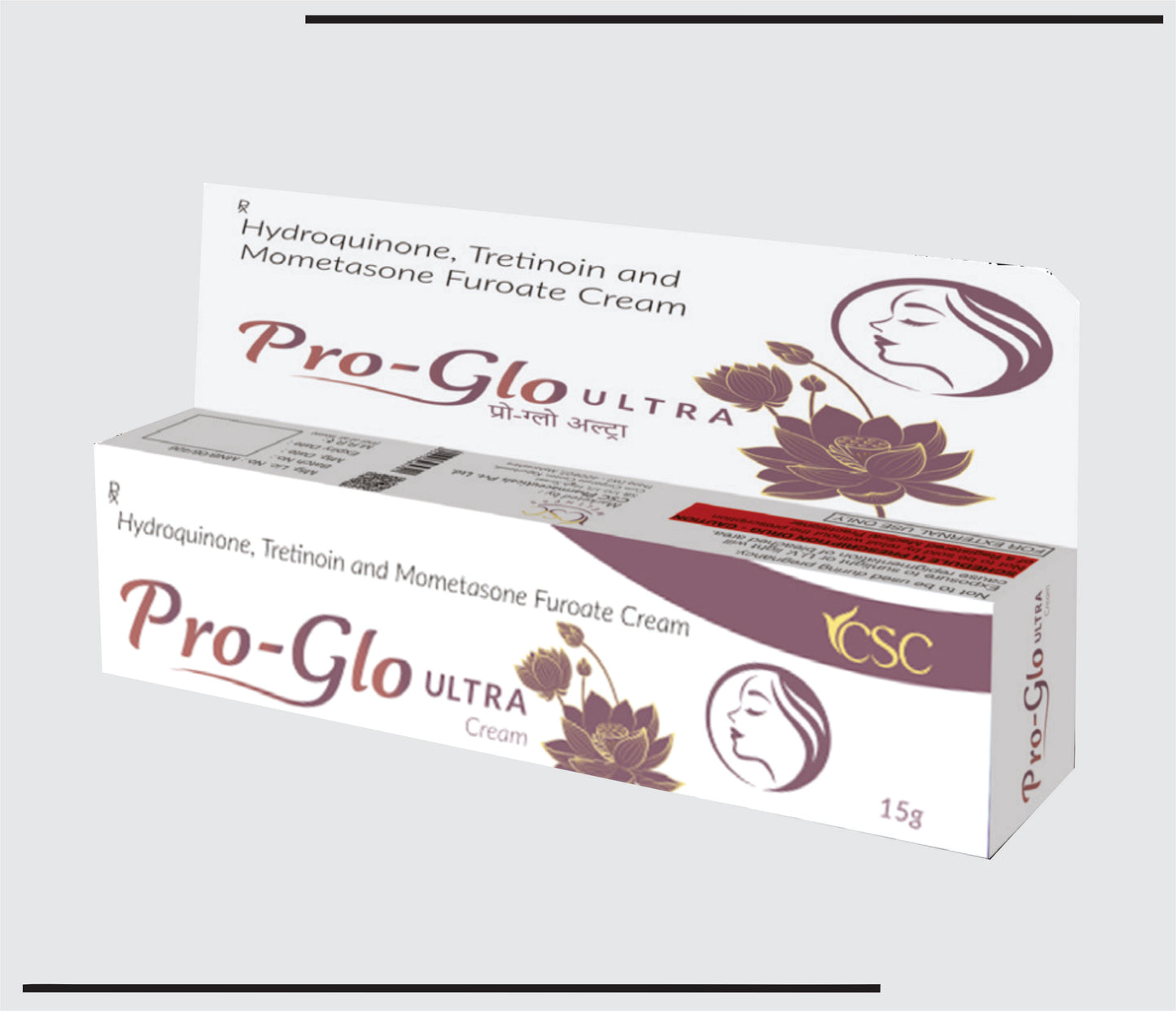 Pro-Glo Ultra  (15 gm )Hydroquionone + Tretinoin & Mometasone Cream by CSC