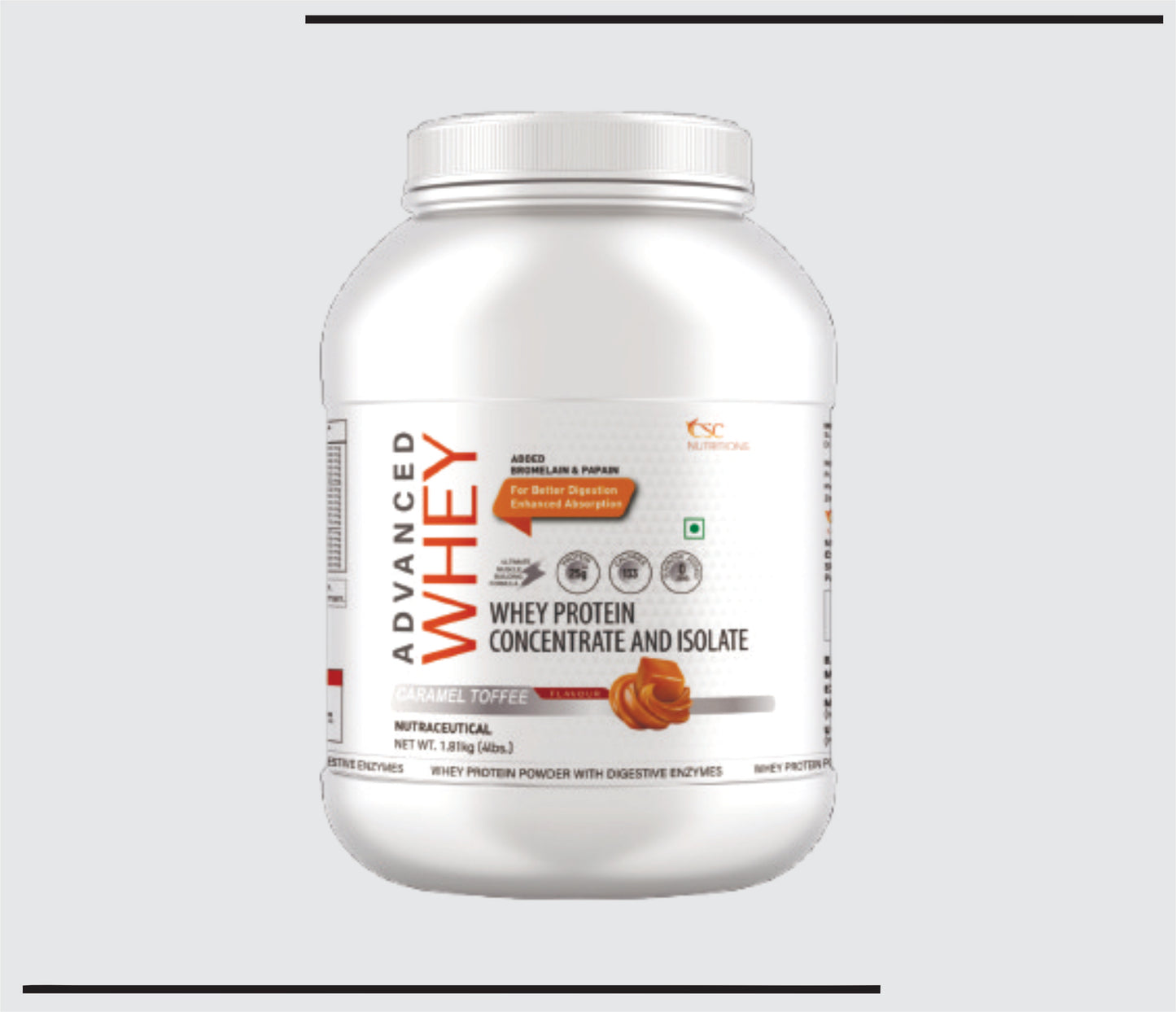 CSC Advance Whey 4 LB  (1.81Kg )Concentrated Whey Protein Powder (Toffe Caramel Flavour) by CSC
