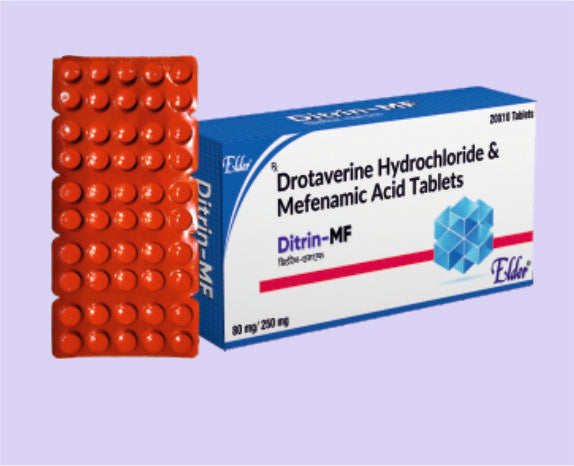 DITRIN MF TABS (80/250MG) 10'S ( Drotaverine Hydrocholoride 80mg & Mefenamic Acid IP 250MG. ) by Elder