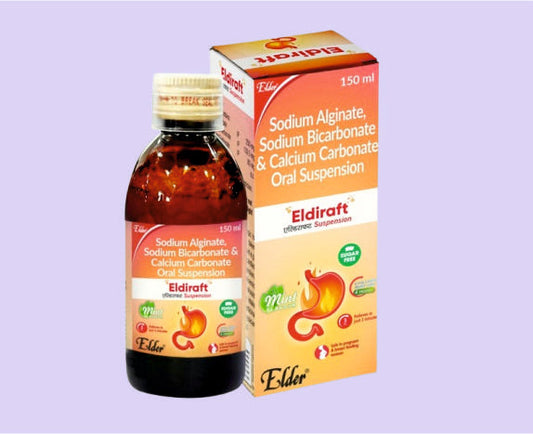 ELDIRAFT SUSPN 150ML (Sodyum Aljinat 250 mg, Sodyum Bikarbonat 133,5 mg, Kalsiyum Karbonat 80 mg) Elder'dan
