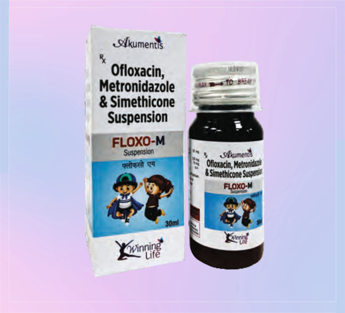 Floxo-M 30Ml 1x30ML Ofloxacin 50 Mg + Metronidazole 120 Mg + Simethicone 10 Mg   by Akumentis