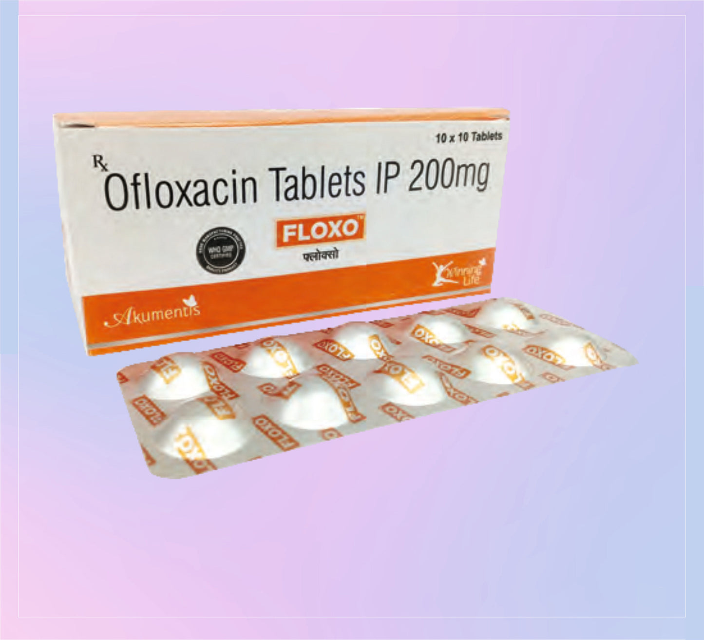 Floxo Tab (Alu) 10X10 Ofloxacin 200 Mg   by Akumentis