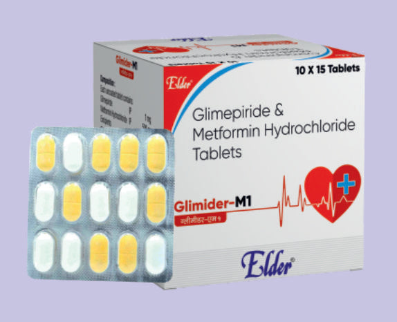GLIMIDER M1 TABLET (500/1 MG) 15'LİK ( Glimider 1mg,Metformin 500SR ) by Elder