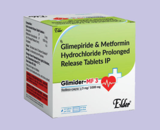 GLIMIDER MF 500/3 SR TABLET (500/3MG) 10'LU ( Metformin Hcl 500mg, Glimepride 3mg ) - Elder