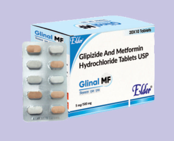 GLINAL MF TABLET (5/500 MG) 10'LU (Glipizide 5mg, Metformin 500mg) Elder'dan