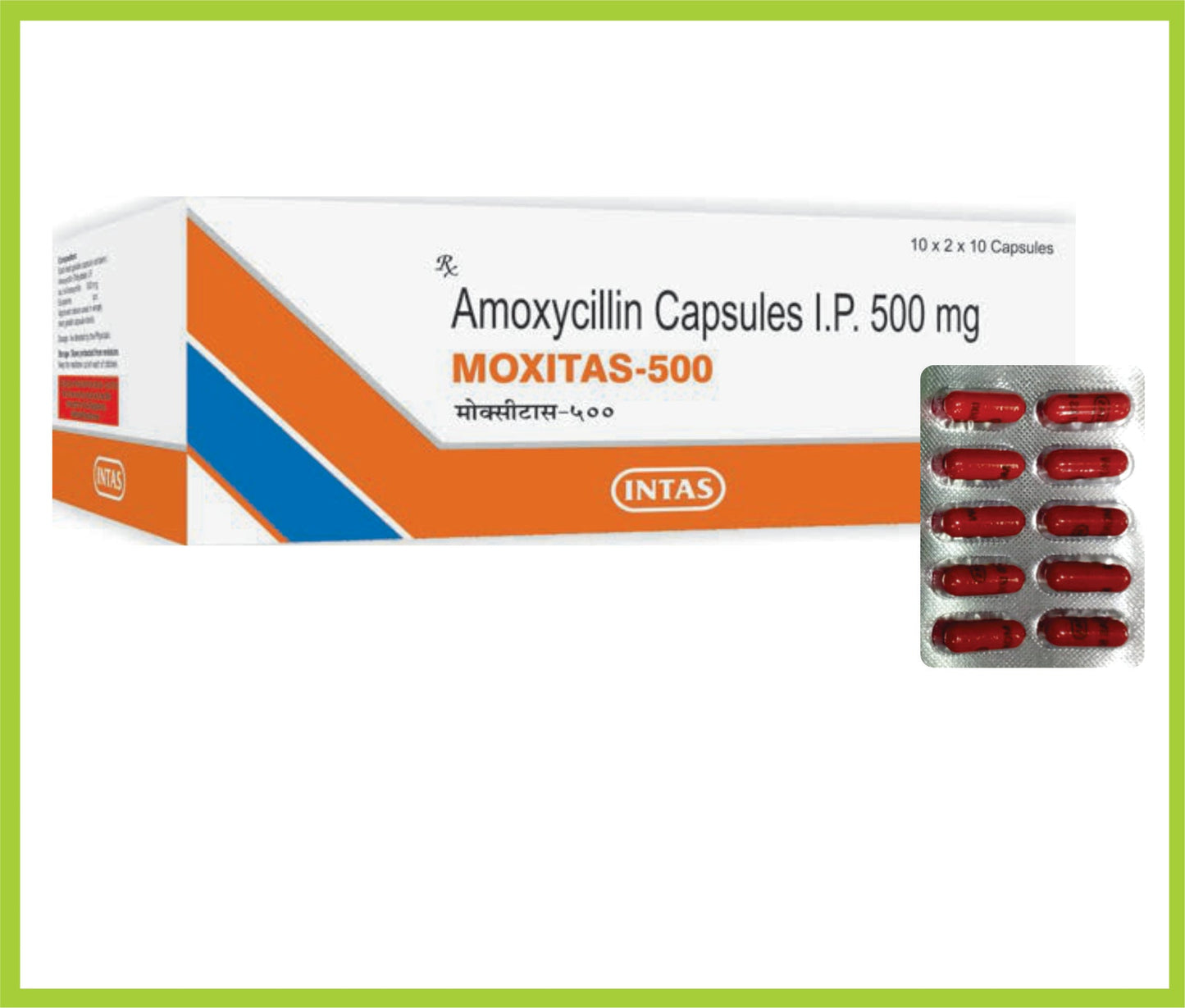 MOXITAS-500 10 CAP (Amoxycillin 500 mg) by Intas