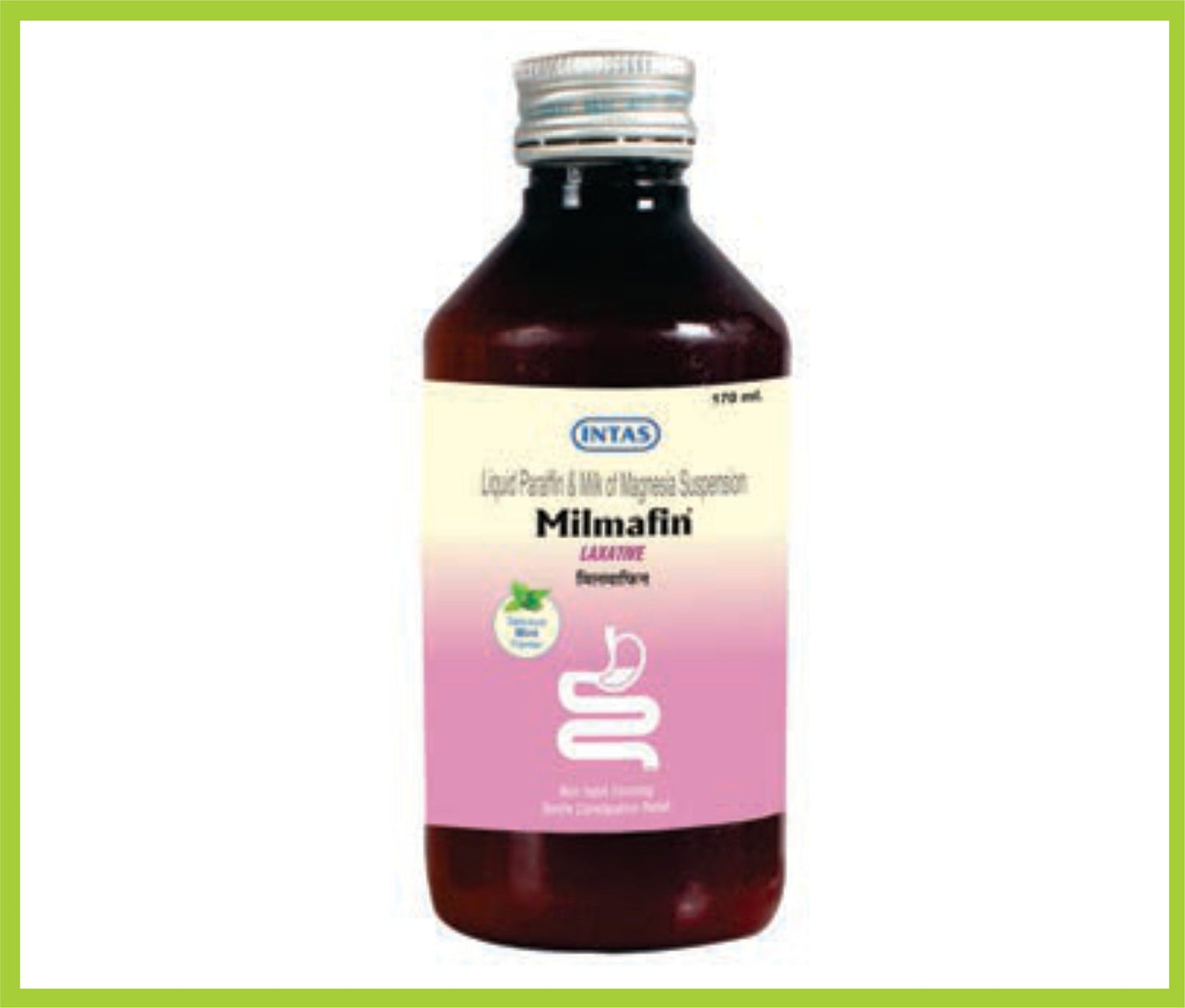 MILMAFIN 170ML (MINT FLAVOUR) (Milk of Magnesia 11.25 ml + Liquid Paraffin 3.75 ml) by Intas