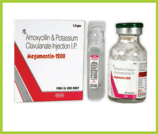 MEGAMENTIN-1200 INJ (Amoxycillin 1000 mg + Clavulanic Acid 200 mg) by Intas