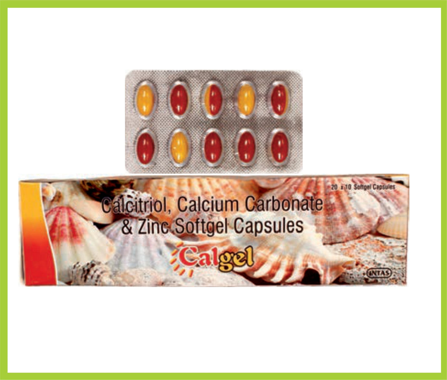 كالجيل 10 كبسولات (كالسيترول 0.25 ميكروجرام + كربونات الكالسيوم 500 مجم + كبريتات الزنك 7.5 مجم) من إنتاس