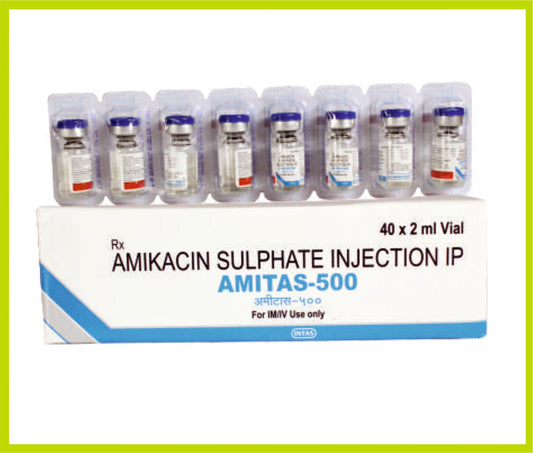AMITAS-500 INJ 2ML (Amikacin Sulphate 500 mg) by Intas
