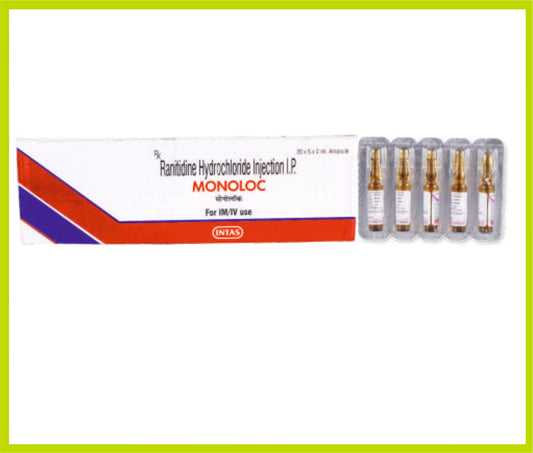 MONOLOC INJ 2ML AMP (Ranitidine Hydrochloride 25 mg) by Intas
