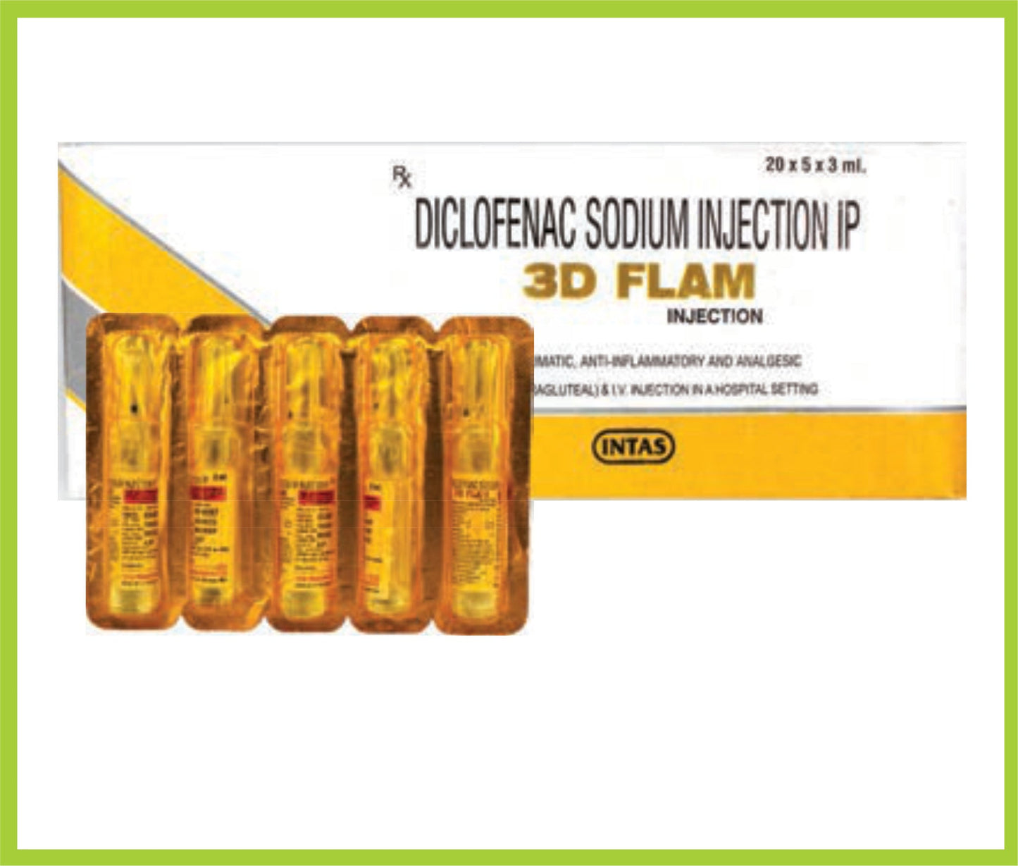 3D FLAM INJ 3ML (ديكلوفيناك الصوديوم 25 ملغ) من Intas