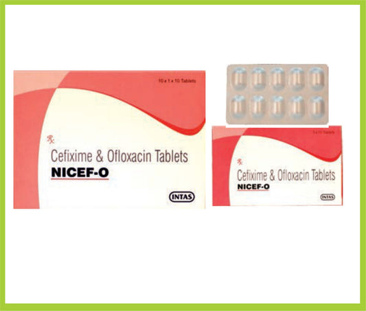 NICEF-O 10 TAB (Cefixime 200 mg + Ofloxacin 200 mg) by Intas
